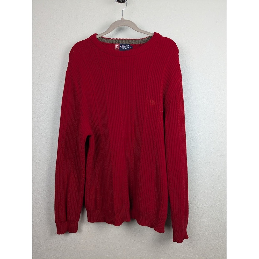 Chaps Knit Vintage Sweater Size M 100% Cotton